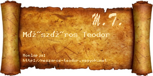 Mészáros Teodor névjegykártya